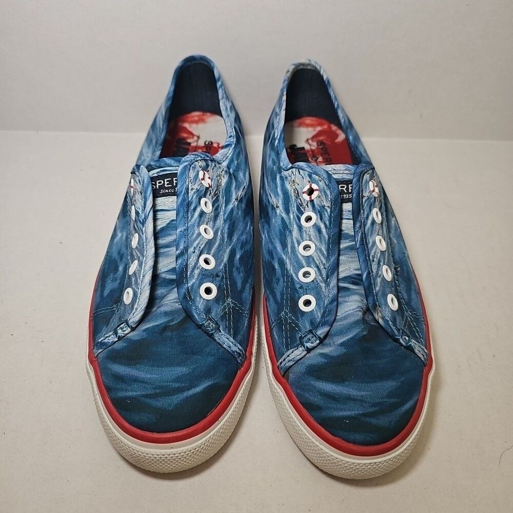 Sperry Women's JAWS Special Edition Blue Water Print Boat Shoes Sneaker 8.5M